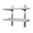Doppia mensola a parete liscia in acciaio inox 200x30x7h cm - VS