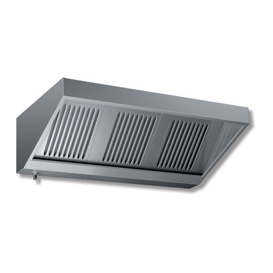 Cappa a parete snack senza motore profondità 700 mm 2200x700x450h mm