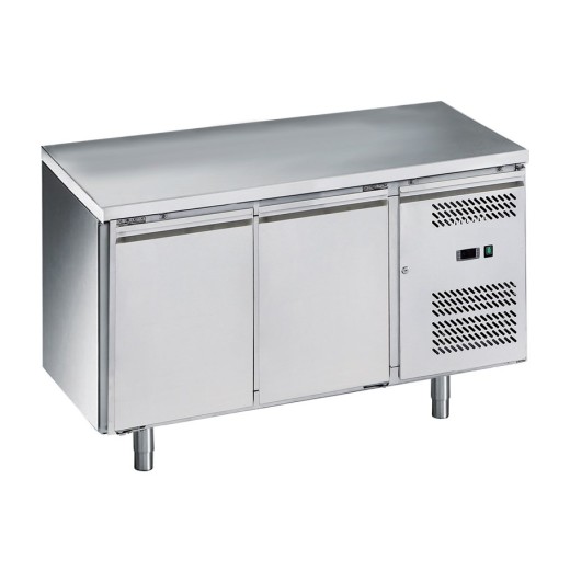 Tavolo frigo refrigerato in acciaio inox 2 porte +2 +8 °C 136x70x85h cm monoblocco - FC