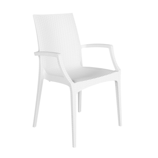 Sedia rattan bistrot con braccioli bianca