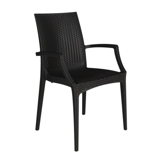 Sedia rattan bistrot con braccioli Antracite