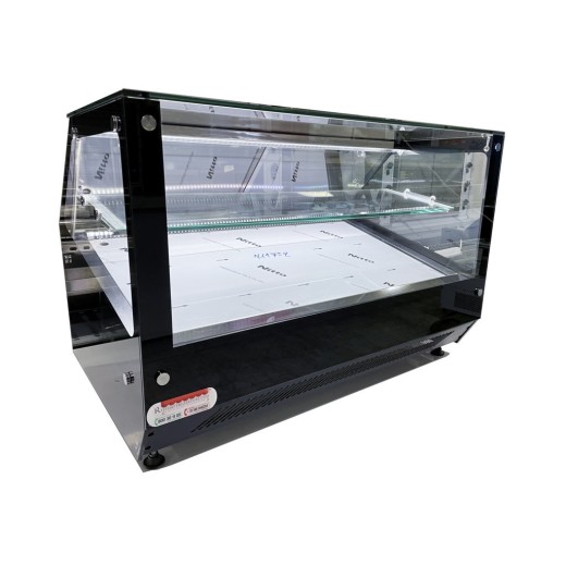 Vetrina riscaldata 94x60x60h cm calda da banco a due piani nera con vetri dritti