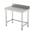 Table en acier inoxydable 60 x 70 x 95 h cm, sur pieds avec châssis et dosseret VS