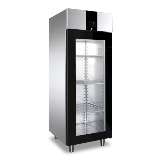 Armoire réfrigérée en acier inoxydable, 1 porte vitrée, 700 litres, ventilation, +2 à +10 °C
