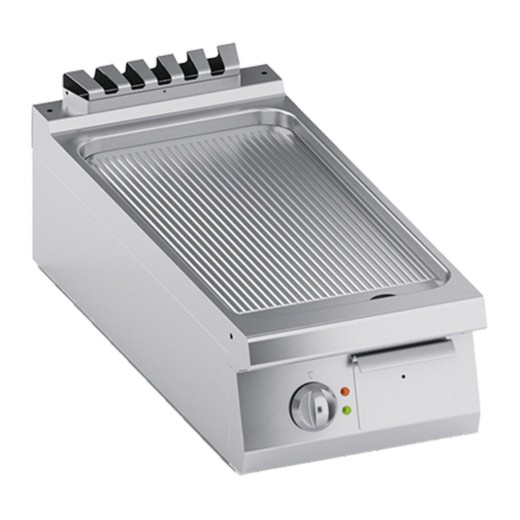 Plaque de cuisson électrique de comptoir à surface rainurée surbaissée, 7 kW, 40 x 90 x 25 (h) cm