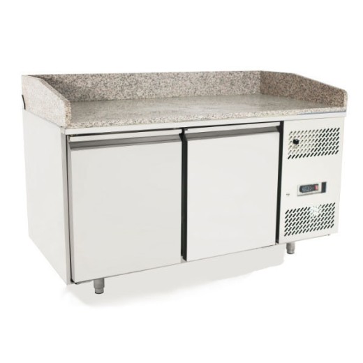 Comptoir à pizza à faible consommation d'énergie, 2 portes réfrigérées, 1 510 x 800 x 1 000 h mm, pour pizzeria-restaurant de classe A