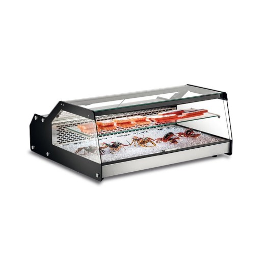 Vitrine réfrigérée de comptoir pour sushis, avec vitres droites, dimensions : 101,4 x 87,4 x 41,9 h cm, capacité : 148 litres