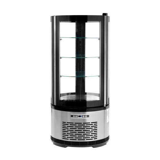 Vitrine réfrigérée ronde pour boissons et pâtisseries, 100 litres, +2 à +8 °C, 48 x 48 x 103 h cm