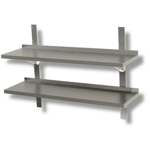 Étagère murale double lisse en acier inoxydable 180 x 40 x 4 h cm EC