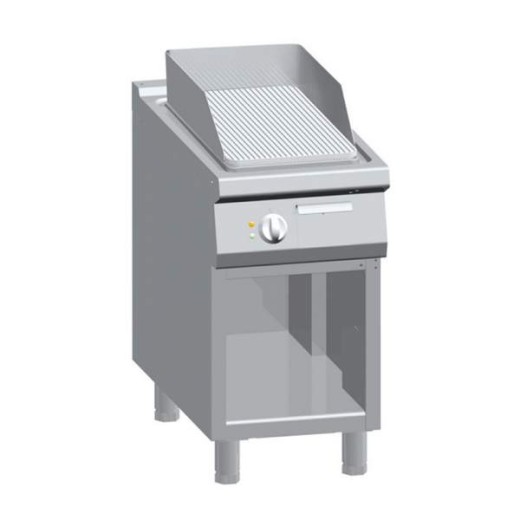 Plaque de cuisson électrique professionnelle « Fry Top » avec surface rainurée, sur meuble S/90