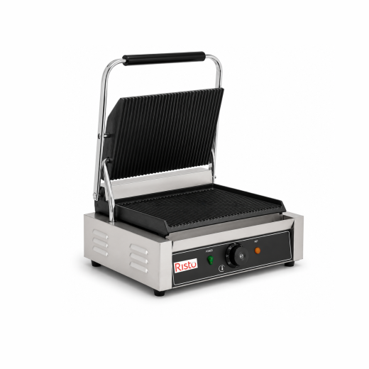 Plancha eléctrica profesional para bocadillos, de una sola placa, Rigata/Rigata, 43 x 37 x 21 (alto) cm