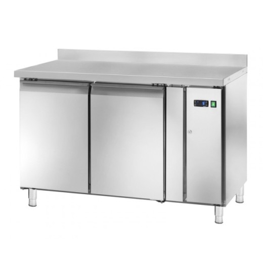 Mesa refrigerada con motor externo, 2 puertas, de acero inoxidable con zócalo, -2 +8 °C, 122 x 60 x 96 (alt.) cm
