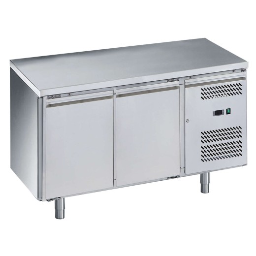 Mesa frigorífica de 2 puertas de acero inoxidable, -2 +8 °C, 136 x 60 x 85 (alto) cm - FC