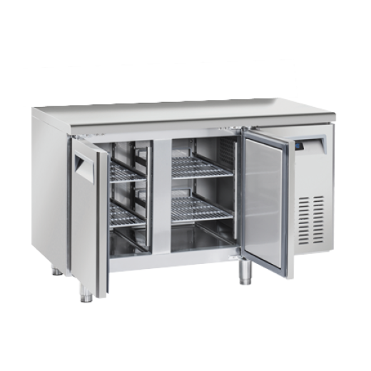 Mesa frigorífica de acero inoxidable con 2 puertas, temperatura de -2 a +8 °C, 135 x 70 x 85 (altura) cm