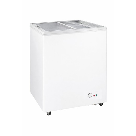 Congelador horizontal de 78 x 68 x 83,2 h cm, 200 litros, -18 a -22 °C, con puertas correderas de cristal