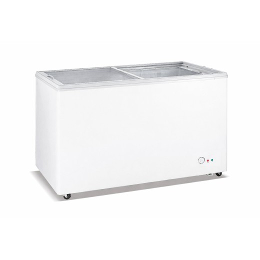 Congelador horizontal de 108 x 68 x 83,2 h cm, 300 litros, -18 a -22 °C, con puertas correderas de cristal