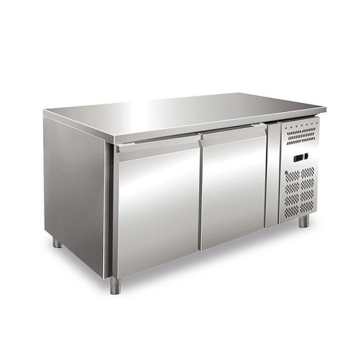 Mesa refrigerada de acero inoxidable con 2 puertas, 136 x 70 x 86 (altura) cm, -2 +8 °C