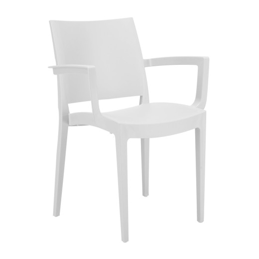 Silla Trieste con reposabrazos blancos