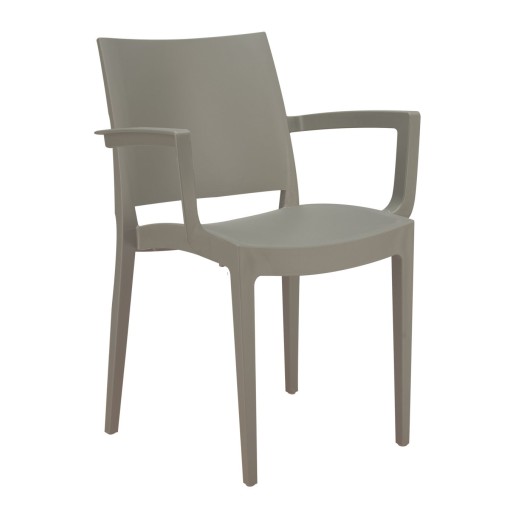 Silla Trieste con reposabrazos en color gris perla
