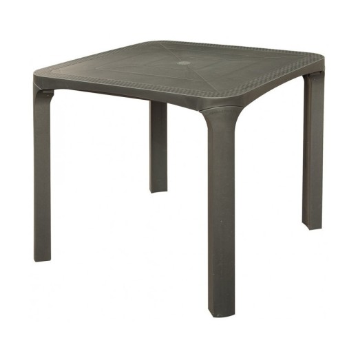 Mesa «Olé» de ratán, color antracita, 800 x 800 x 720 (alt.) mm