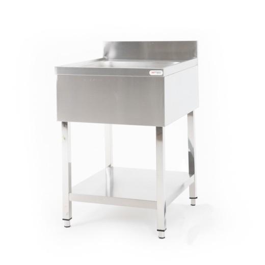 Lavatório em aço inoxidável 60 x 70 x 85 (altura) cm, 1 cuba com rebordo EC