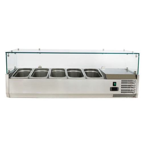 Vitrine refrigerada para condimentos e molhos para pizza GN 1/4, 1200 x 335 x 435 h mm, +2 a +8 °C, com motor à direita - FC