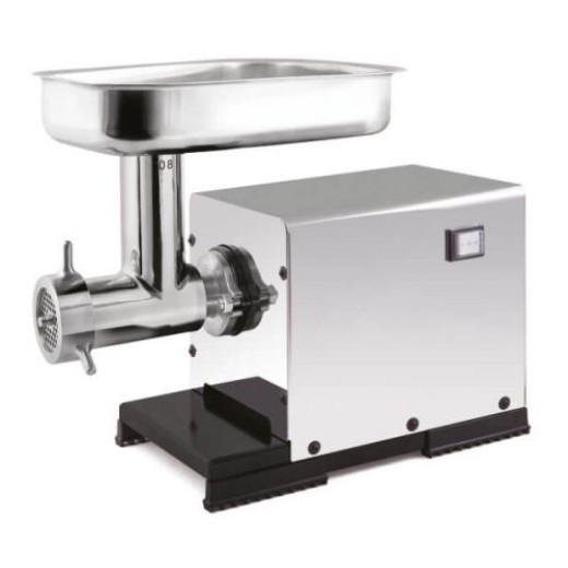 Picador de carne elétrico profissional com carenagem, com abertura de Ø 8 cm, monofásico, em aço inoxidável