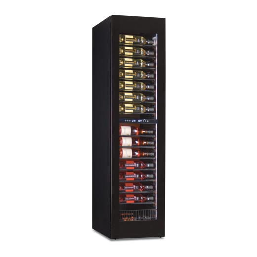 Adega com refrigeração ventilada para 105 garrafas, duas zonas de temperatura: +2 a +12 °C / +12 a +20 °C, 45 x 70 x 180,4 h cm
