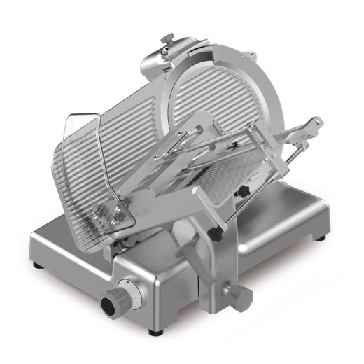 Fatiadora automática de charcutaria por gravidade, em aço inoxidável, com afiador amovível, lâmina de Ø 370 mm, 780 W