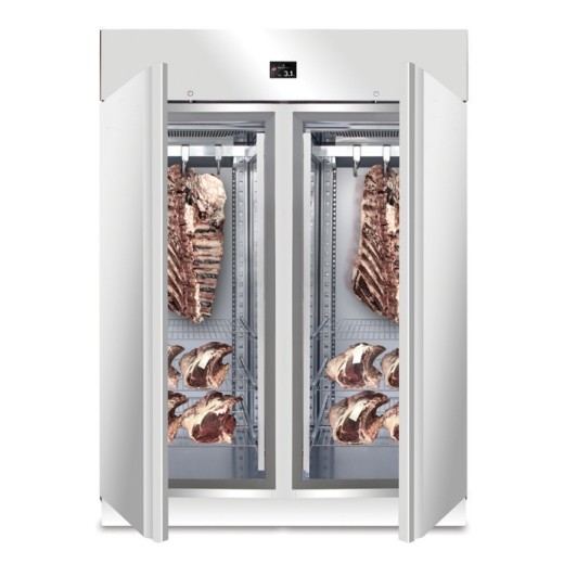 Armário de maturação de carne em aço inoxidável, com 2 portas cegas e capacidade de 1365 litros