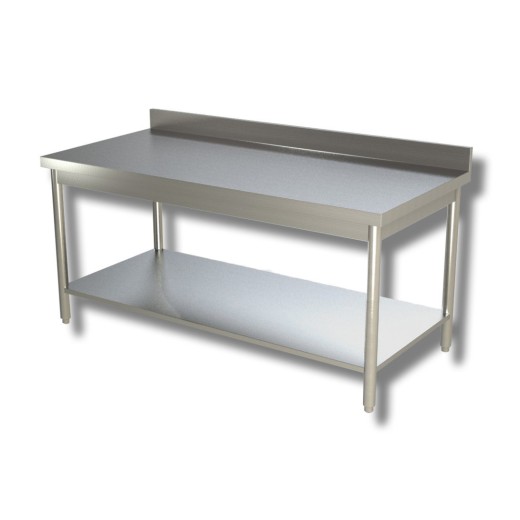 Mesa com pernas em aço inoxidável, com base e painel frontal com 700 mm de profundidade, 400 x 700 mm