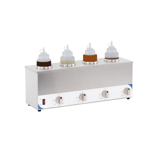 Aquecedor de molhos em aço inoxidável, 4 recipientes, 0,8 kW
