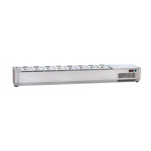 Vitrine refrigerada para tabuleiros de 1/4, sem vidros planos, 1200 mm