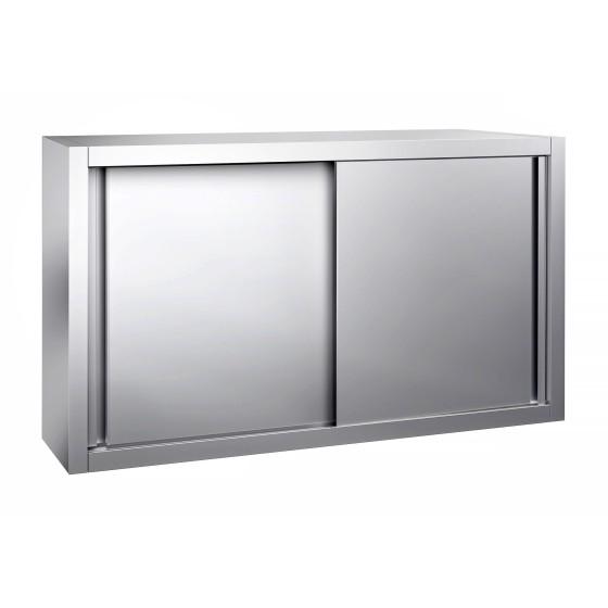 Stainless steel wall unit, 120 x 40 x 65h cm, with 2 VS sliding doors