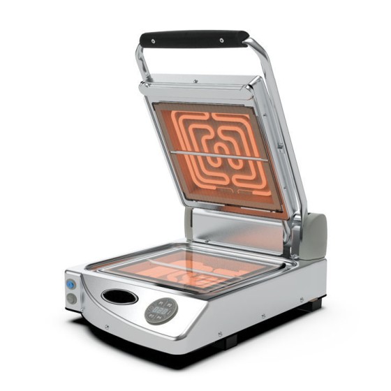 Single glass-ceramic hob with smooth, transparent surfaces and digital controls