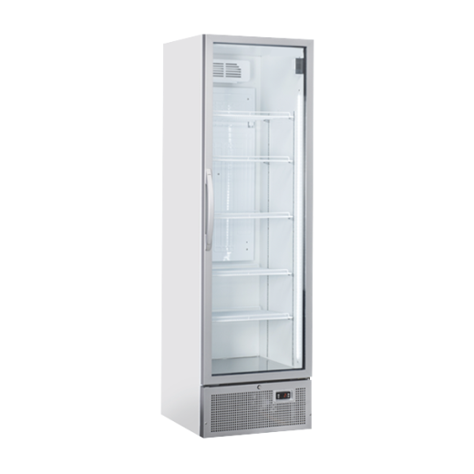White Roll-Bond display fridge for drinks, 0–7°C, capacity 441 litres, 59.5 x 68 x 201.8 (h) cm