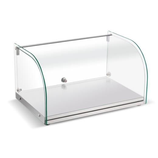 Neutral countertop display unit, 55.4 x 37.6 x 30.5 (h) cm, curved glass, 25 litres