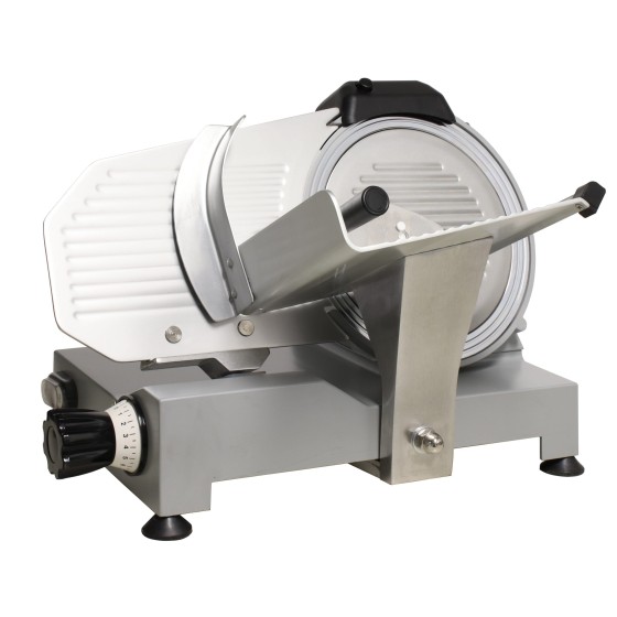 Schinkenschneidemaschine mit Schwerkraftzuführung und feststehendem Schleifgerät, 0,18 kW, Ø 250 mm, grau