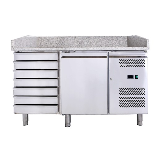 Pizzatheke mit 1 Tür und 7 Schubladen, 1510 x 800 x 1000 (H) mm, für Pizzeria und Restaurant – FC