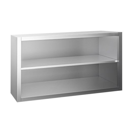 Offener Hängeschrank aus Edelstahl, 180 x 40 x 65 (H) cm, mit 1 Einlegeboden