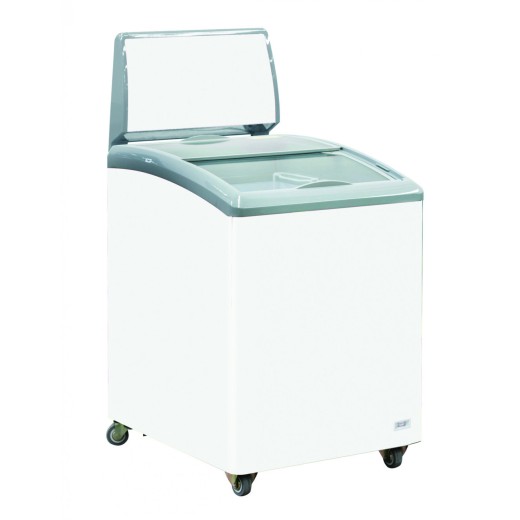Statischer Tiefkühlschrank mit geschwungenen Schiebetüren, 150 l, 580 × 695 × 1110 (H) mm, -23 bis -14 °C