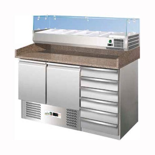 Pizzeria-Theke mit Schubladenschrank 1420 x 700 x 1030 (H) mm