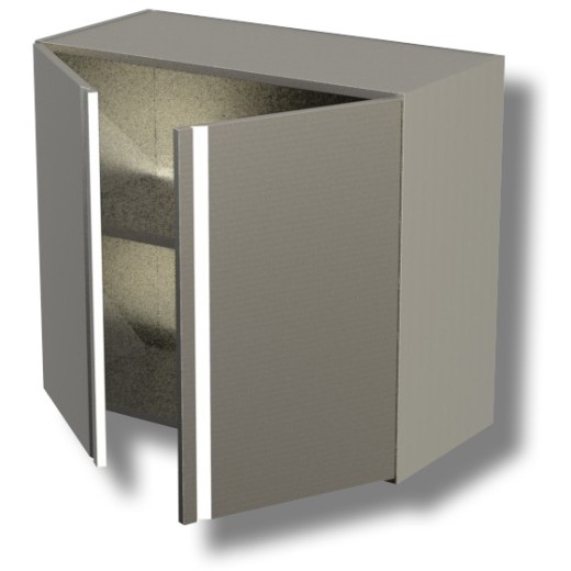 Edelstahl-Hängeschrank mit Türen und 1 Einlegeboden, Höhe 650 mm, 1 Flügeltür, 500 × 400 × 650 (H) mm