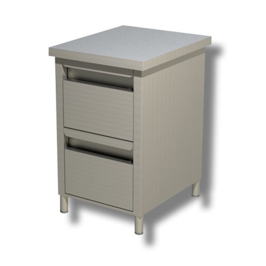 Edelstahl-Kommode mit 2 Schubladen, 500 × 700 × 850 (H) mm