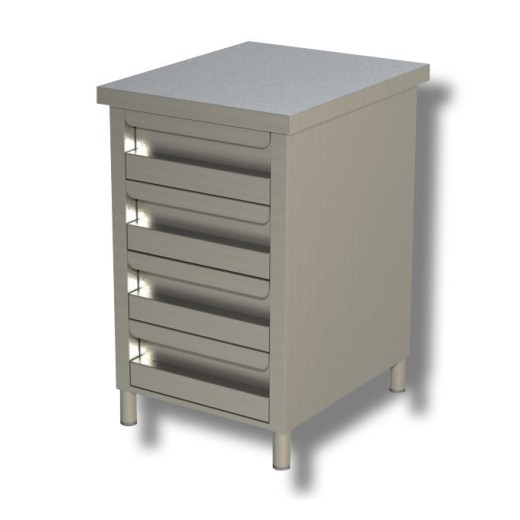 Edelstahl-Schubladenschrank mit 4 Schubladen, 500 × 600 × 850 (H) mm